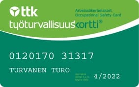 TTK:n työturvallisuuskortti.